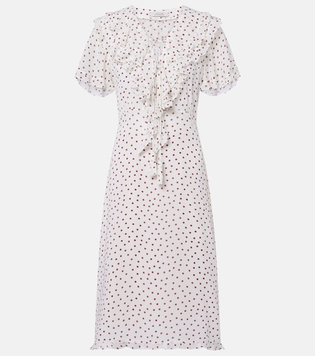Dancing Dots polka-dot georgette midi dress in white - Dorothee