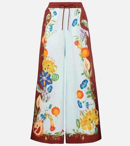 Dahlia floral linen wide-leg pants in multicoloured - Alemais