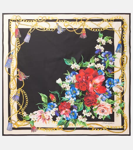 スカーフ Dolce & Gabbana Floral Print Silk Bandeau Floral silk twill scarf in multicoloured - Dolce Gabbana