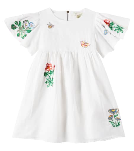 【Stella McCartney】 Maddisonミニドレス Stella McCartney Kids - Teen Girls Green Linen & Cotton