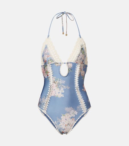 【ZIMMERMANN】CASCADIAN ONE PIECE SWIMSUIT ZIMMERMANN Cascadian cutout tie-detailed striped metallic