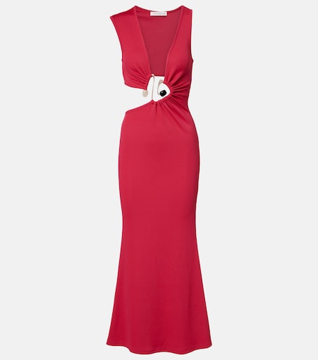 christopher esber red dress Cutout gathered maxi dress in red - Christopher Esber