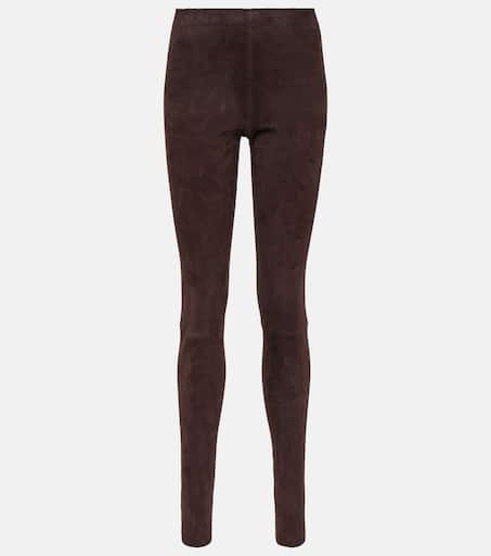Brown suede leggings sale