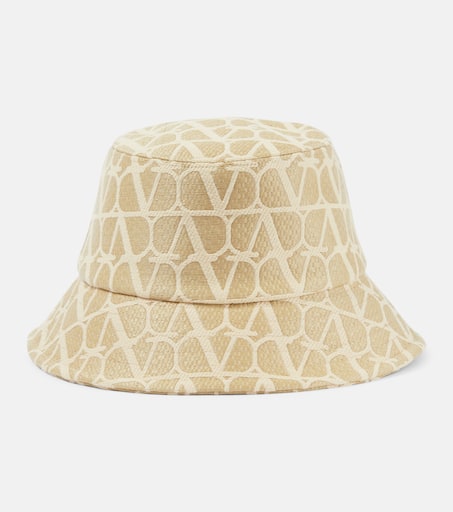 ストローハット VALENTINO MULTICOLOR RAFFIA BUCKET HAT Valentino Garavani Multicolor Raffia Bucket Hat In