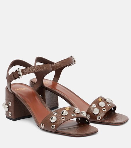 Nellcôte studded leather sandals in brown - Valentino