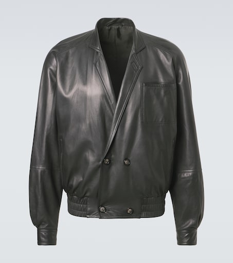 Archivio leather bomber jacket in black - Giorgio Armani | Mytheresa