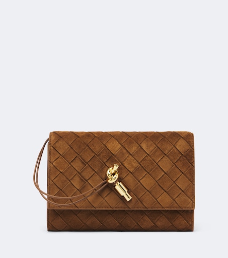 Andiamo Intrecciato suede pouch with strap