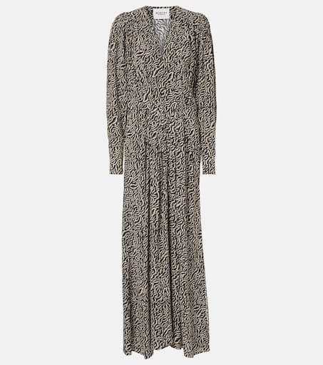 Vonick printed crêpe de chine maxi dress in black - Marant