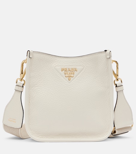 Mini leather shoulder bag in white - Prada | Mytheresa