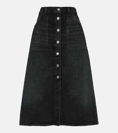 ★lalafox★BLACK DENIM MIDI SKIRT PANTS★Black★韓国★大人気 A-LINE DENIM MIDI SKIRT - BLACK | COS