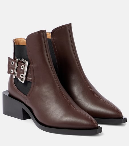 【関税&送料込】Ganni Stivale Chelsea High In Pelle Ganni Women's Black Leather Knee High Chelsea Boots Size 35