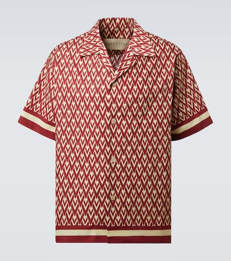 Toute La V cotton poplin bowling shirt in red - Valentino