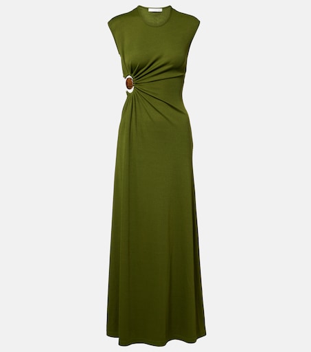 green emerald velvet dress Brocade Bamboo Maxi Dress S main image 0