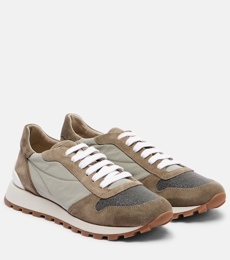 Sneakers Brunello Cucinelli En Velours De Cuir Marron Taille 40 EU - Neuf Sans Boîte, état Impeccable