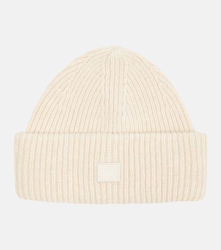 Pana ribbed-knit wool beanie in beige - Acne Studios | Mytheresa
