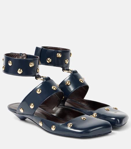 Jade studded leather sandals in blue - Chloe | Mytheresa