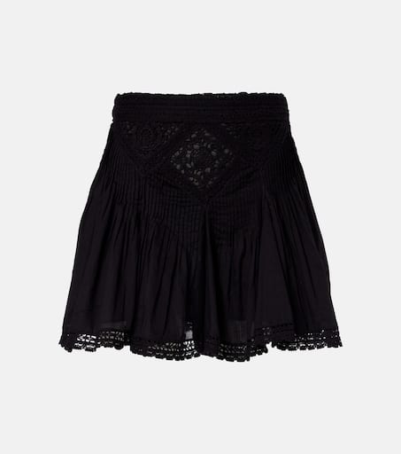 Goldie lace-trimmed cotton miniskirt in black - Marant