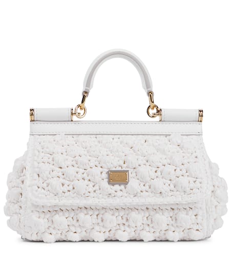 Bridal Sicily Small crochet tote in white - Dolce Gabbana