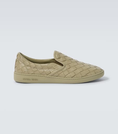 Sawyer Intrecciato leather sneakers in beige - Bottega Veneta | Mytheresa