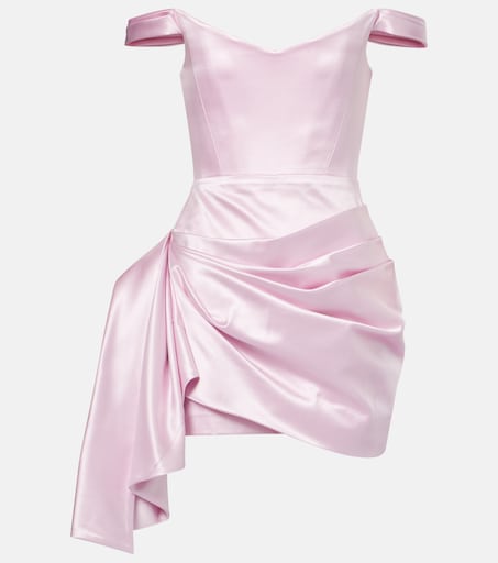alex perry audra draped satin mini dress Alex Perry Audra Draped Strapless Minidress | White