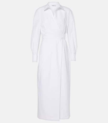MAX MARA ワンピース Aureo linen twill midi wrap dress910925 Aureo linen twill midi wrap dress in white - Max Mara