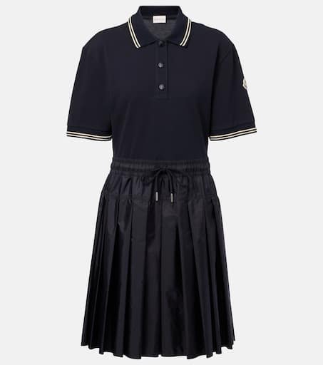 Moncler ドレス Polo Neck Cotton Midi Dress 関税込 Technical cotton polo dress in blue - Moncler | Mytheresa