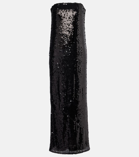 Sequined strapless maxi dress
