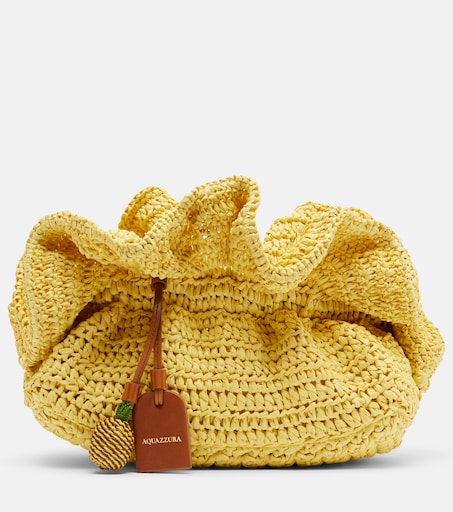 Paradise raffia clutch in yellow - Aquazzura | Mytheresa