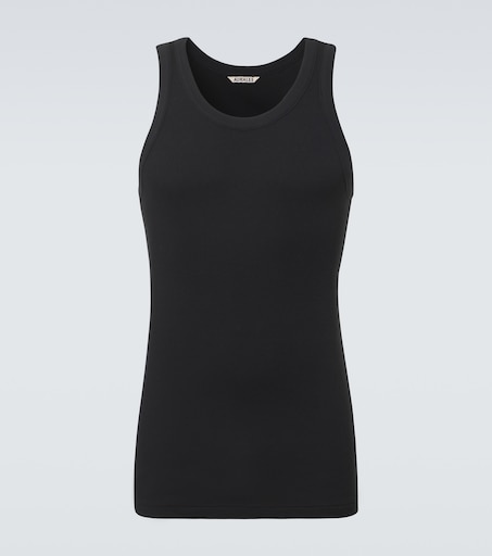 Ribbed-knit cotton tank top in black - Auralee | Mytheresa