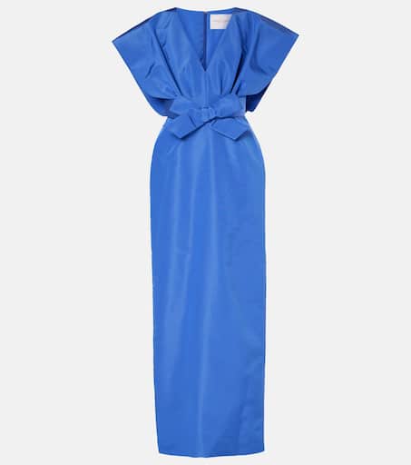 Robe longue en soie en bleu Carolina Herrera Mytheresa