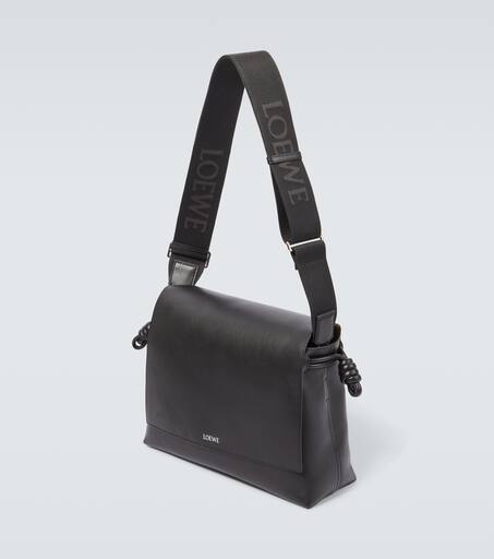 Flamenco leather messenger bag in black Loewe Mytheresa
