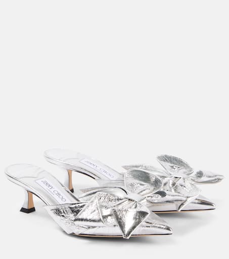 Staz 50 metallic leather mules in silver - Jimmy Choo