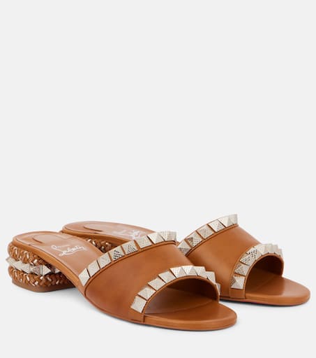 【Christian Louboutin】Pyramule 30 スタッズ レザー ミュール Black Pyramule 30 studded leather mules | CHRISTIAN