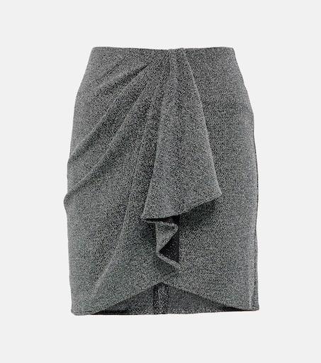 【関税&送料込】Marant Etoile Bergen Skirt Bergen Lurex® jersey ruffled miniskirt in silver - Marant