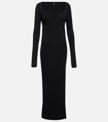 fitted lace wedding dress All Things Golden - The Luxe Rib Maxi Dress - Black