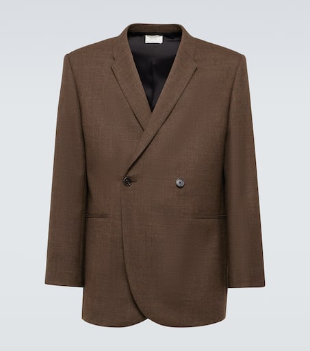 レクト RECTO CESARE DOUBLE BREASTED TAILORED JACKET BROWN Toyo wool serge suit jacket in brown - The Row | Mytheresa