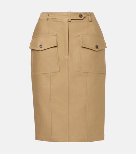 スカート Tom Ford Stretch Cotton Twill Midi Skirt Cotton-blend tricotine midi skirt in beige - Tom Ford
