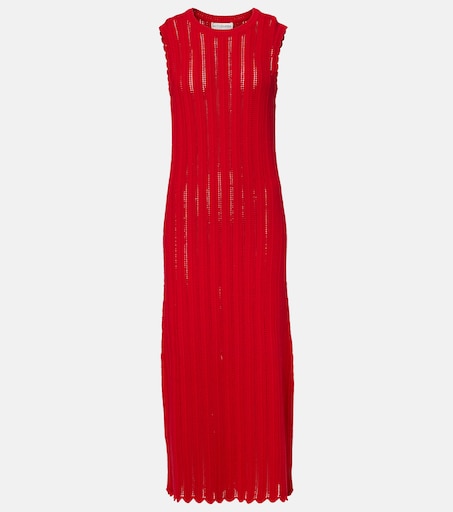 altuzarra kim knit dress Sissi open-knit cotton midi in red - Kitty dress