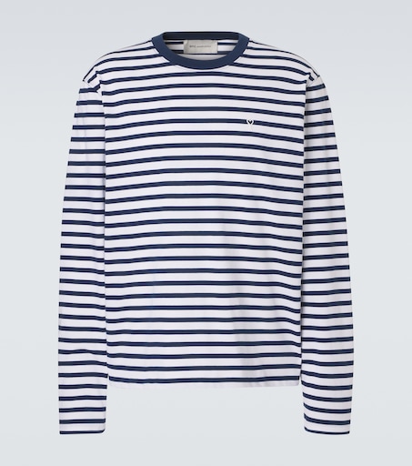 Striped cotton jersey T-shirt in blue - Ami Paris | Mytheresa