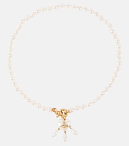 Sheryl faux pearl gold-plated necklace in white - Vivienne