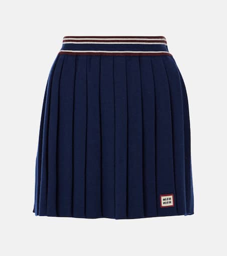 【送料&関税込】Miu Miu Camel Mohair Blend Mini Skirt Miu Miu Pleated Knitted Cashmere Miniskirt | Neutrals | FARFETCH