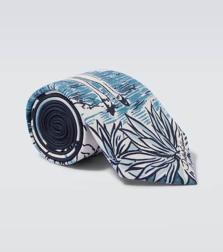 Printed silk twill tie in blue - Dolce Gabbana | Mytheresa