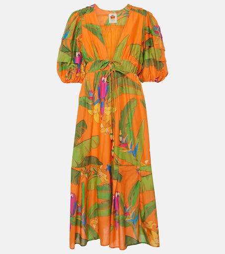 Farm Rio - Fresh Macaws cotton midi dress