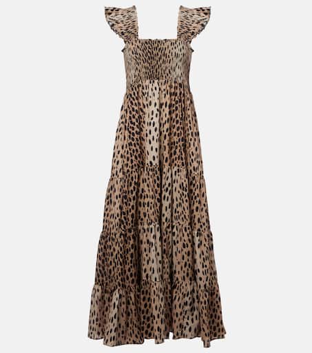 RIXO ★ Rio Animal-Printed High-Neck Tiered Maxi Dress RIXO Rio Animal-Printed High-Neck Tiered Maxi Dress