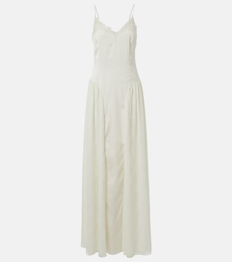 Bridal lace-trimmed satin maxi dress