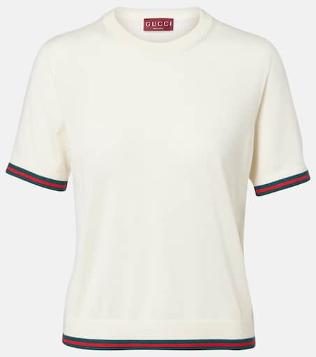 GUCCI CASHMERE AND SILK TOP Tシャツ Cashmere and silk top in white - Gucci | Mytheresa