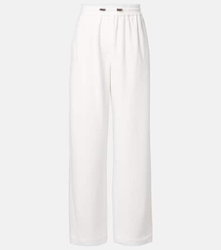 Cotton-blend straight pants in white - Brunello Cucinelli