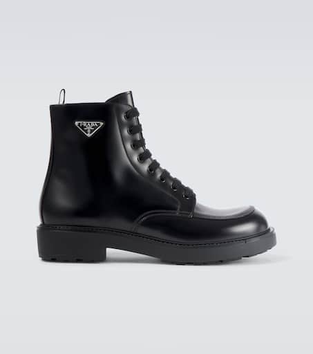 【PRADA】BRUSHED LEATHER COMBAT BOOTS Prada Brushed Leather Combat Boots | Saks Fifth Avenue