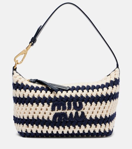 関税・送料込 MIU MIU Light blue crochet バッグ Miu Miu Bags | Miu Miu Woven Fabric Mini Bag Light Blue