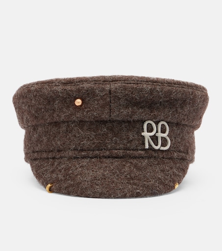 Ruslan Baginskiy RB Beanie Wool Hat Brown Color with Beige Logo Monogram-embroidered Wool-blend Beanie • Ruslan Baginskiy  main image 2